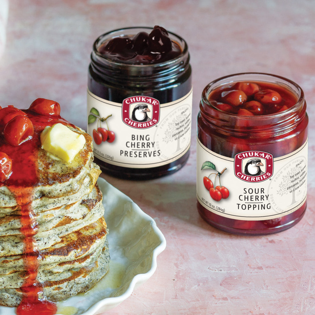 Protein Pancakes with Cherry Topping