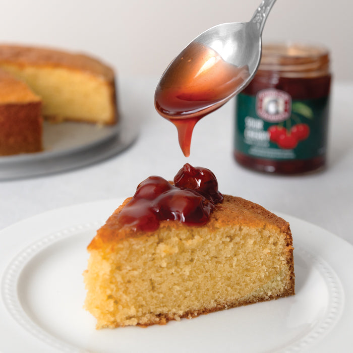 Almond Cake with Sour Cherry Topping