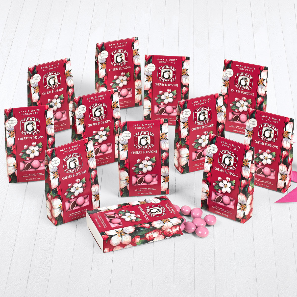 Twelve boxes of chocolate cherry blossoms