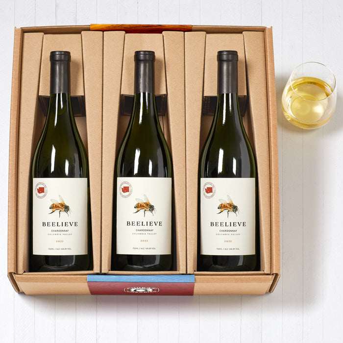Three bottles of chardonnay wine 