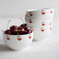 Porcelain Cherry Bowls with Fresh Cherries