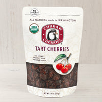 Closed bag of organic tart cherries