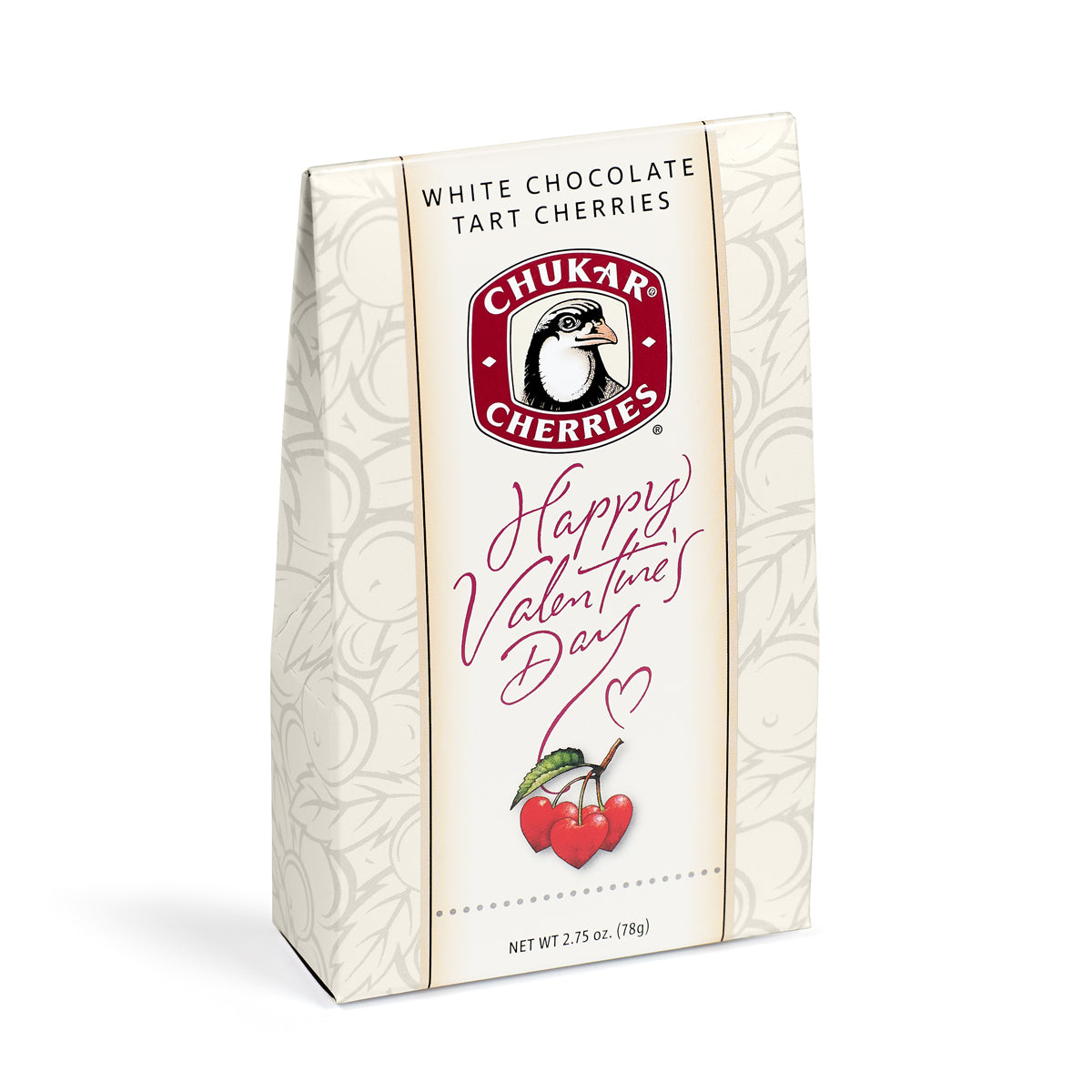 Happy valentines day filled with white chocolate cherry box for purchases over 125 dollars