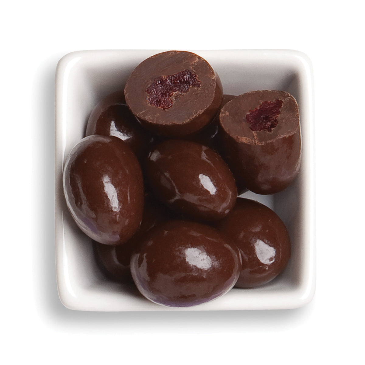 Whole and cut cabernet cherries in bowl