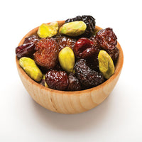 Pistachio cherry in wood bowl