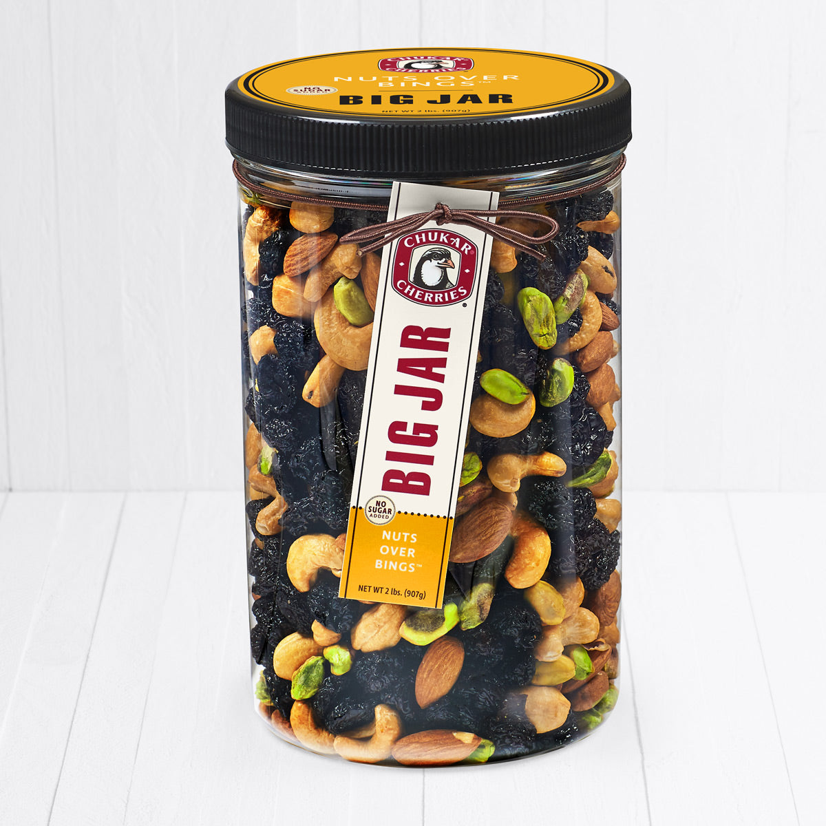 Nuts Over bings™ cherry and nut mix in a closed big jar