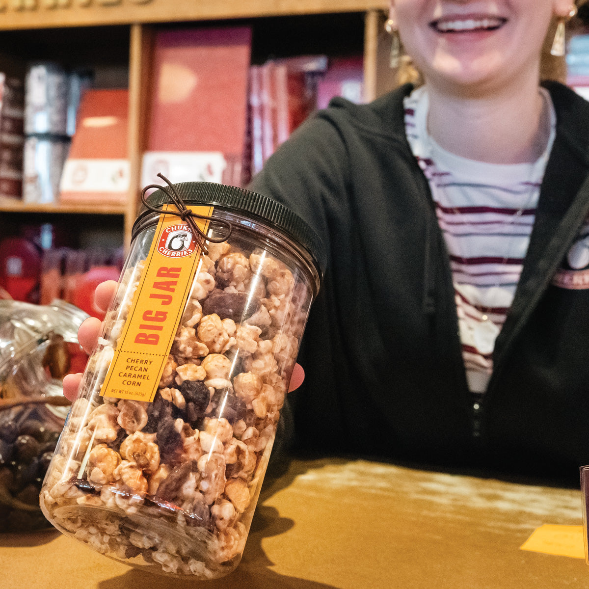 Cherry Pecan Caramel Corn Big Jar