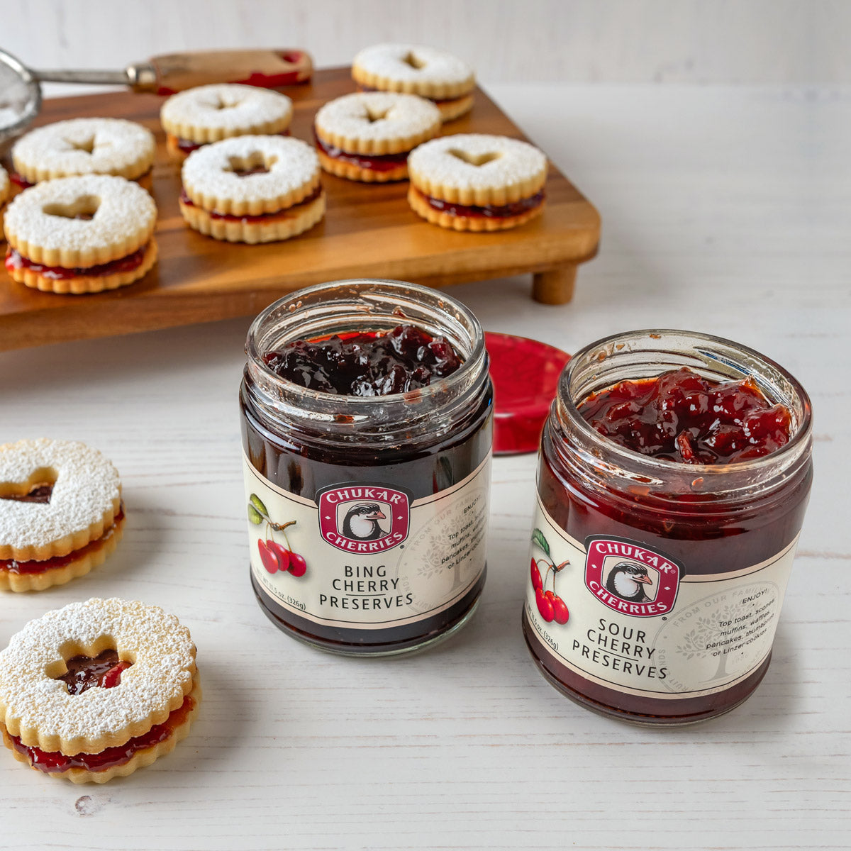 Linzer cherry preserves cookies