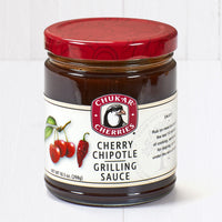 Closed jar of cherry chipotle sauce