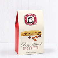 Cherry almond biscotti in closed box