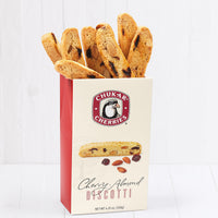 Cherry almond biscotti in open box