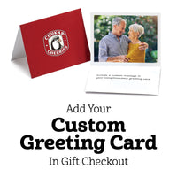 Greeting card with image of older husband and wife embracing and smiling at one another