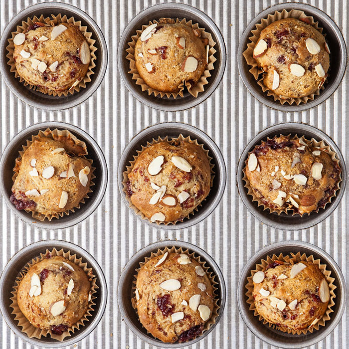 Freshly baked muffins in tin