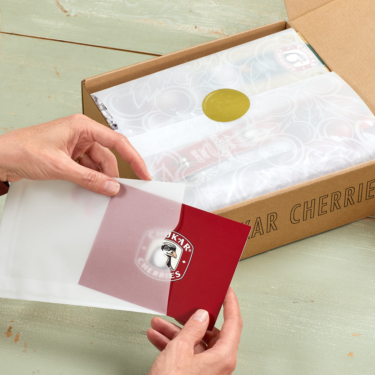Greeting card part way in envelope